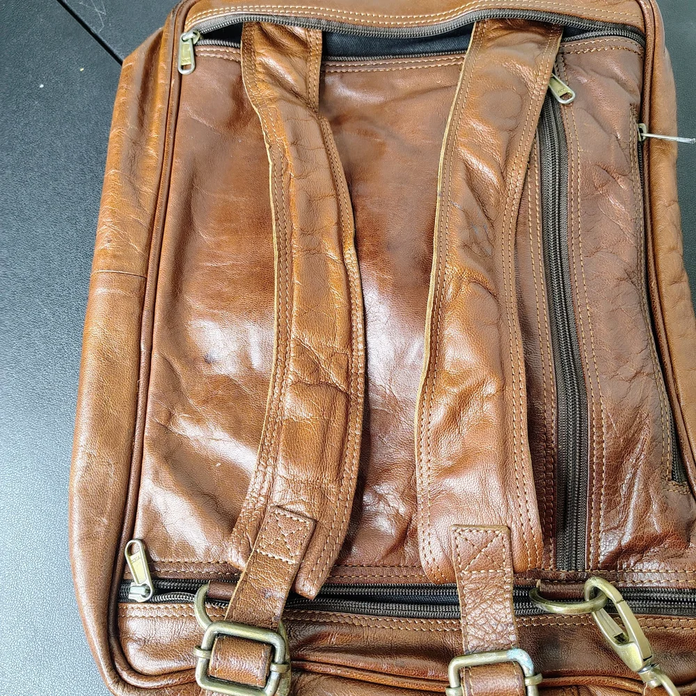 Johnny fly leather Convertible Backpack Messenger brown
